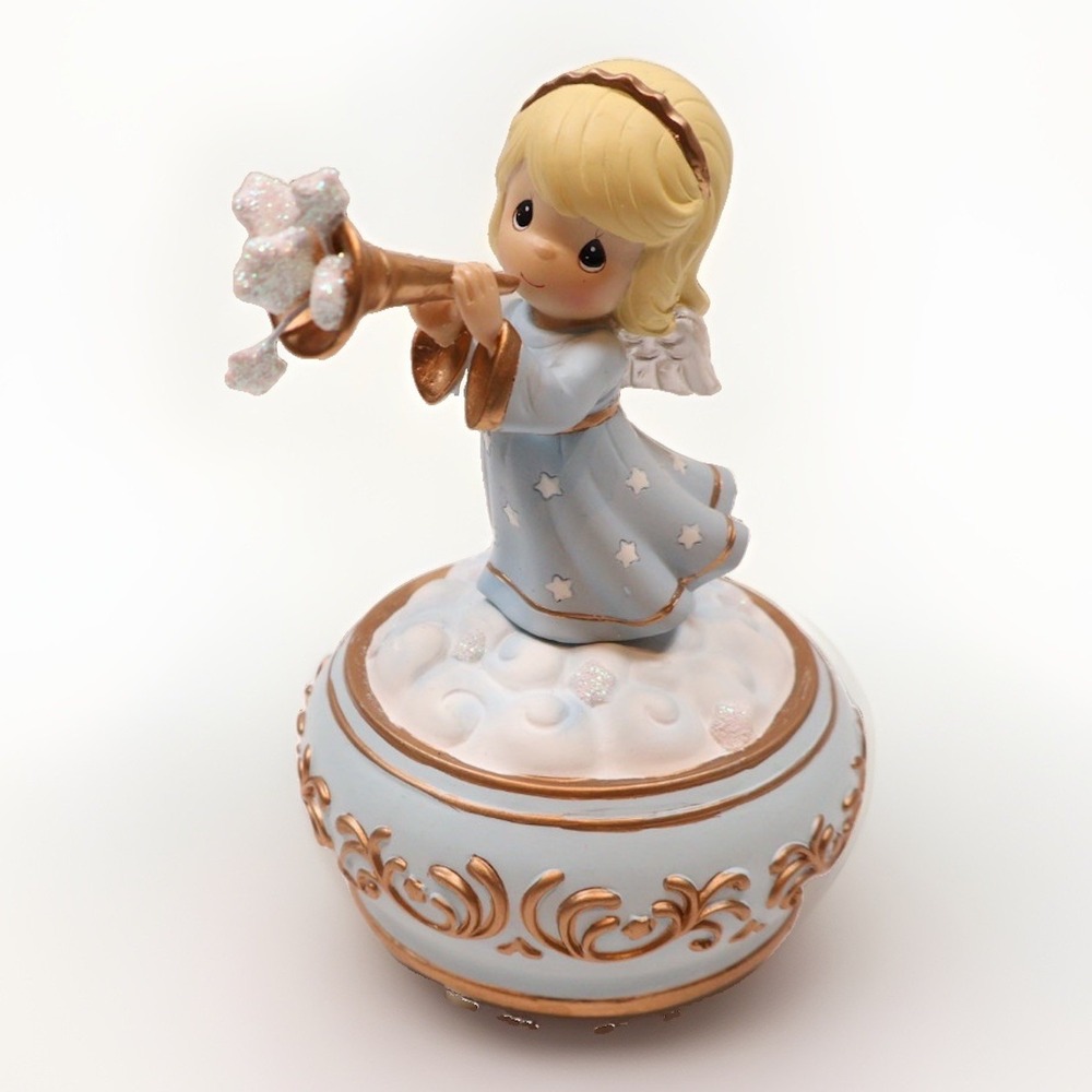 2009 Precious Moments Trumpeting Christmas Angel Musical Box Tested-Work